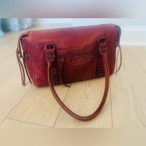 Vintage Nevermind genuine leather rust red/brown large tote/satchel bag